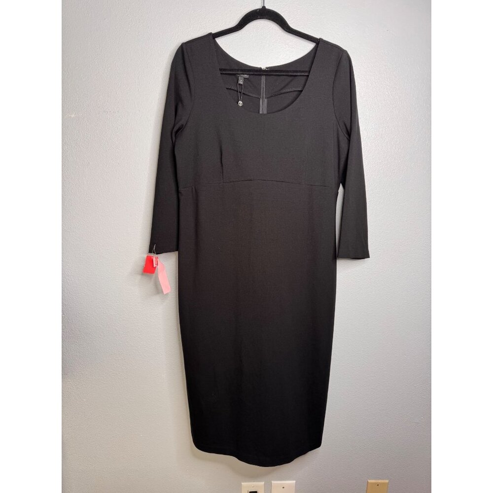 NWT Talbots Woman's Long Sleeve Black Midi Length Cocktail Formal Dress Size 14